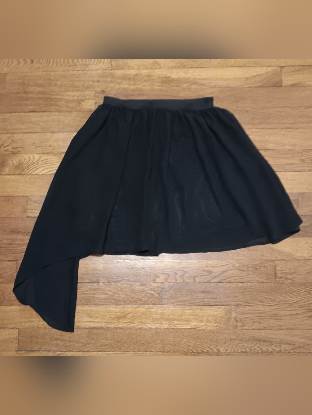 Girl's Black Sheer Asymmetric Skirt
